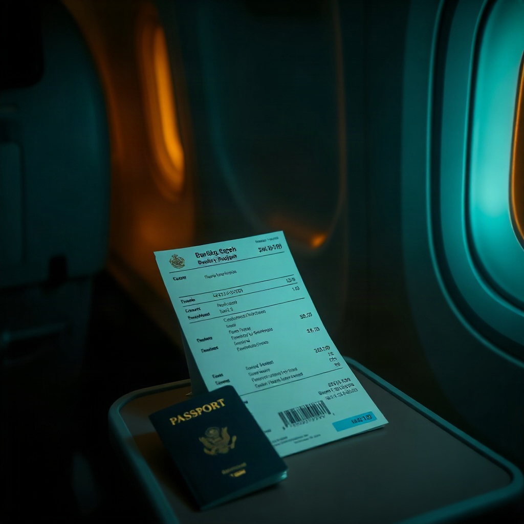Boarding pass on a night tray table